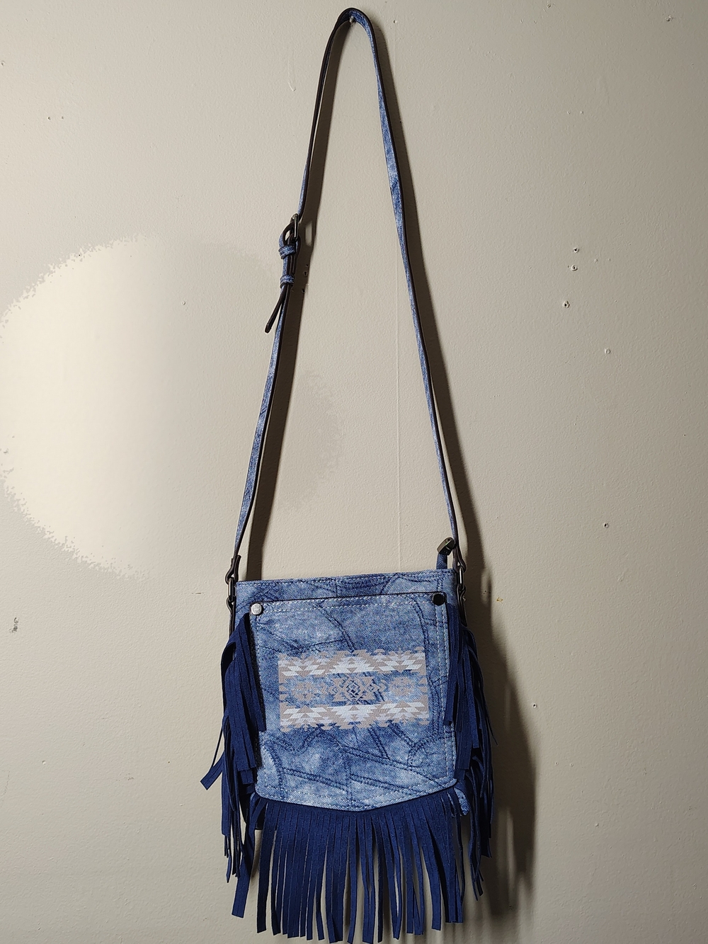 Blue Fringe Crossbody Bag